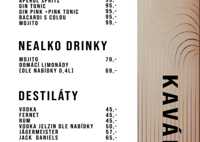 Sun studio - Nápojový lístek, zadní strana